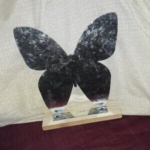 Galvanized Metal Table Decorations with Stands 1.375x4.75x7.12 BUTTERFLY DECOR